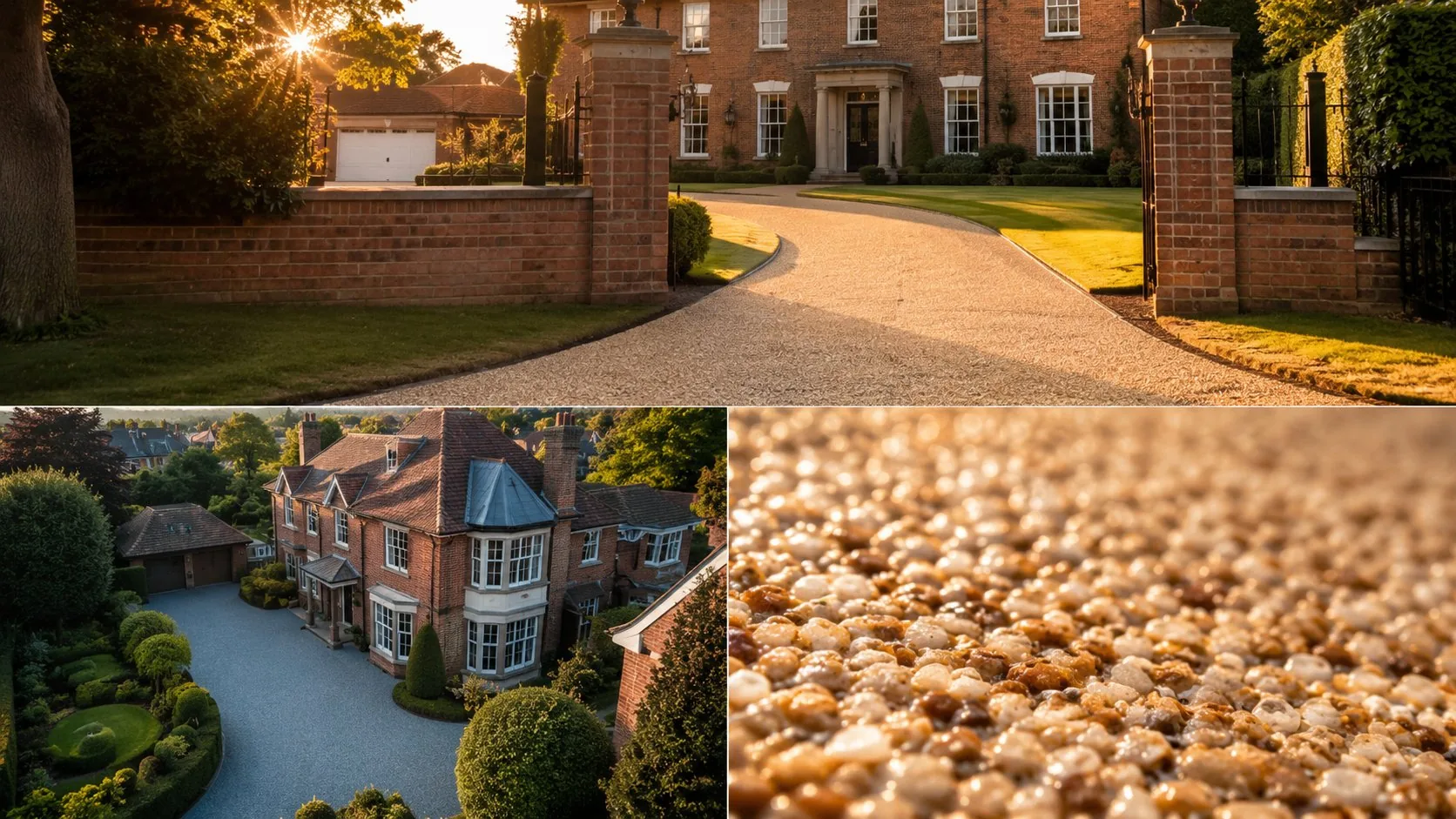 Close-up of resin bound aggregate texture showing warm Harvest Gold colourway